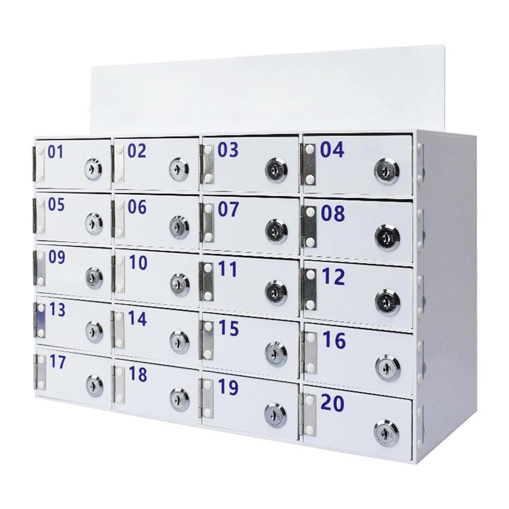 Mobile Phone Storage Locker White Acrylic Mobile Phone Storage Cabinet Thickened Wall-mounted Clean Desktop Cell Phone Storage Box With Lock (Color : White, Size : 20)