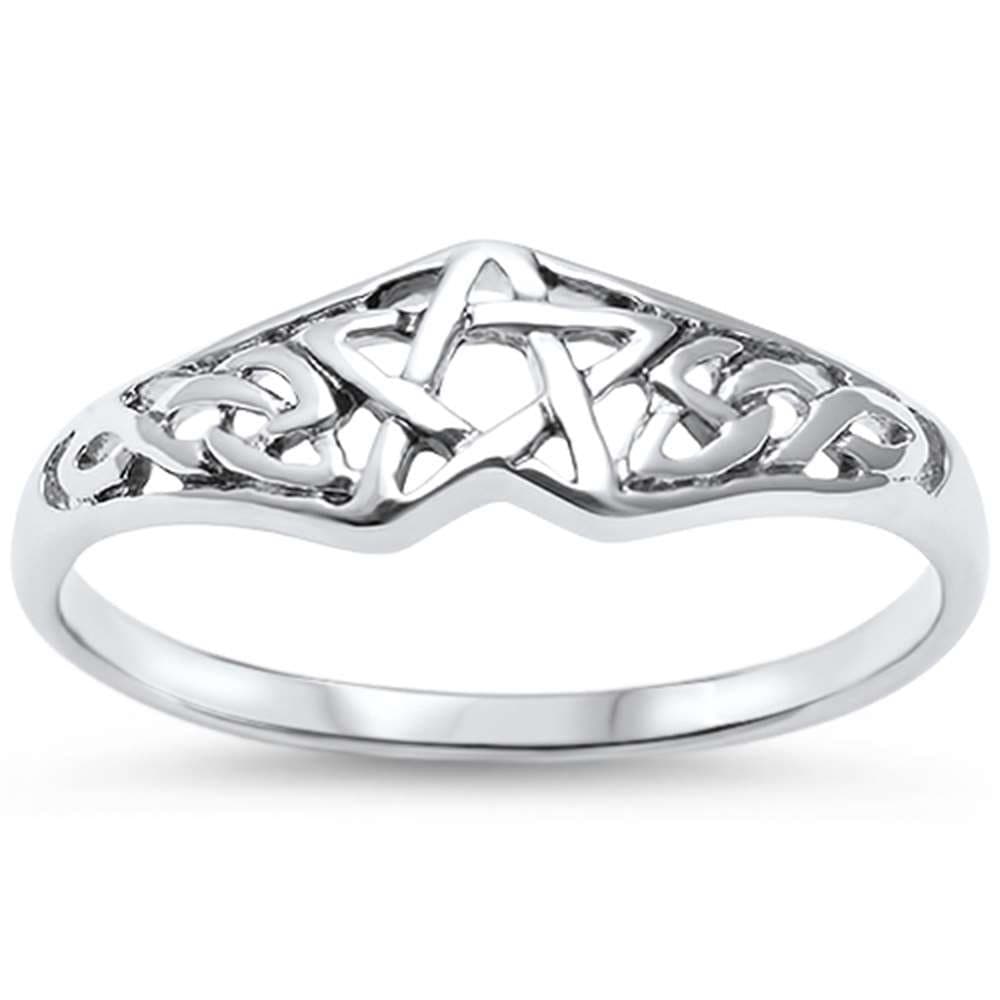 Sterling Silver Pentagram Celtic Star Ring Sizes 4-11