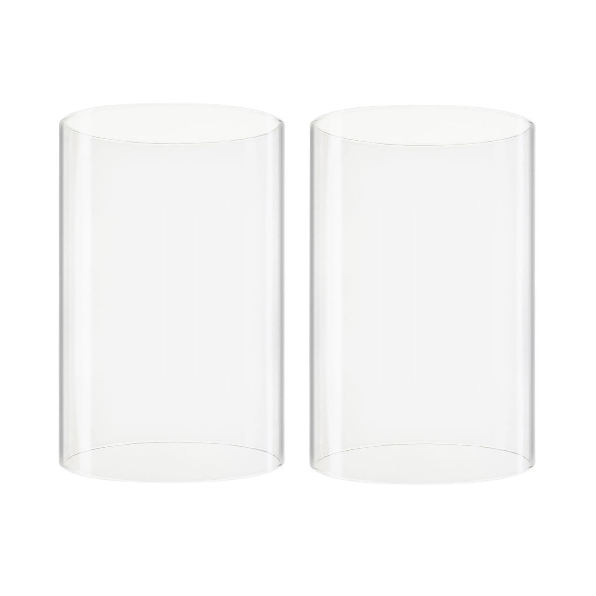 CYS EXCEL 2 PCS (H:6" D:4") Open Ended Clear Glass Hurricane Candleholder Tube Lamp Shade Open Flame Candlestick Holder Chimney Tube Cover Bottomless Cylinder