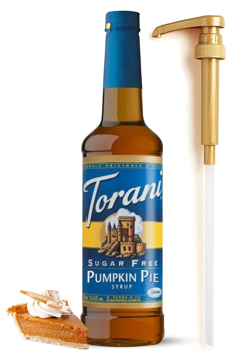 Sugar Free Pumpkin Pie Flavored Syrup 25 4 Ounces Syrup Coffee Toppings with Fresh Finest Pump