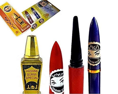 Quality Deals 2 Hashmi-Kajal-Stick-Black-Kohl-Eyeliner with 1 Surmi