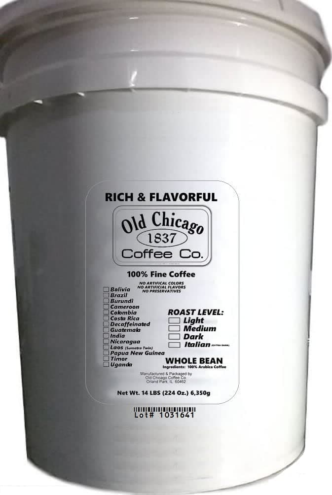 14 Pounds Bulk Roasted Coffee Beans - 5 Gallon Coffee Bucket - 224 Ounces (6,350 grams)