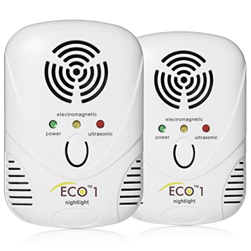 ECO 1 Ultrasonic Electromagnetic Pest Repeller Plug In with LED Night Light - Chemical Free Powerful In Door Repellent for Mice, Cockroaches, Ants, Mosquitoes, Rodents and more by East Allen Bay