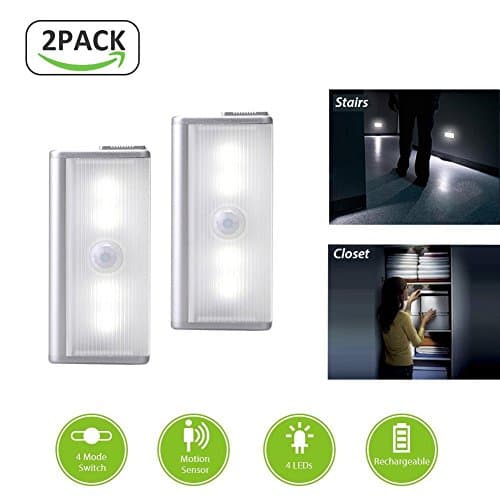 Wireless LED Task Light, Motion Sensor Night Light for Stair Steps, Hallways,Staircase, Bedroom,Bathrooms, Kitchens, Closets and Shelves - [ Cool Light, 2 Pack]