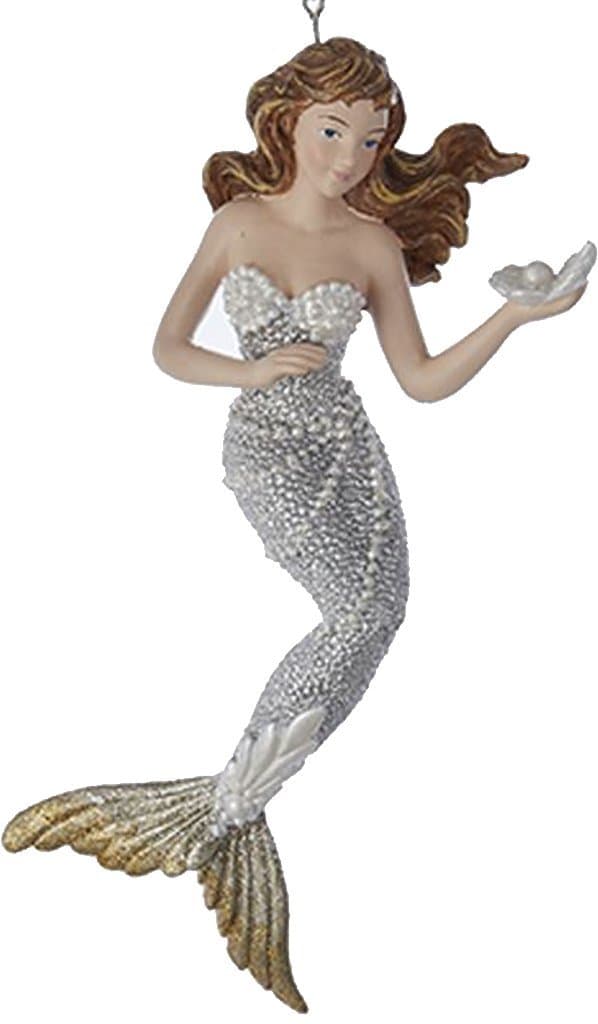 Kurt Adler Mermaid Christmas Ornament Silver w Gold Tail C6794-C