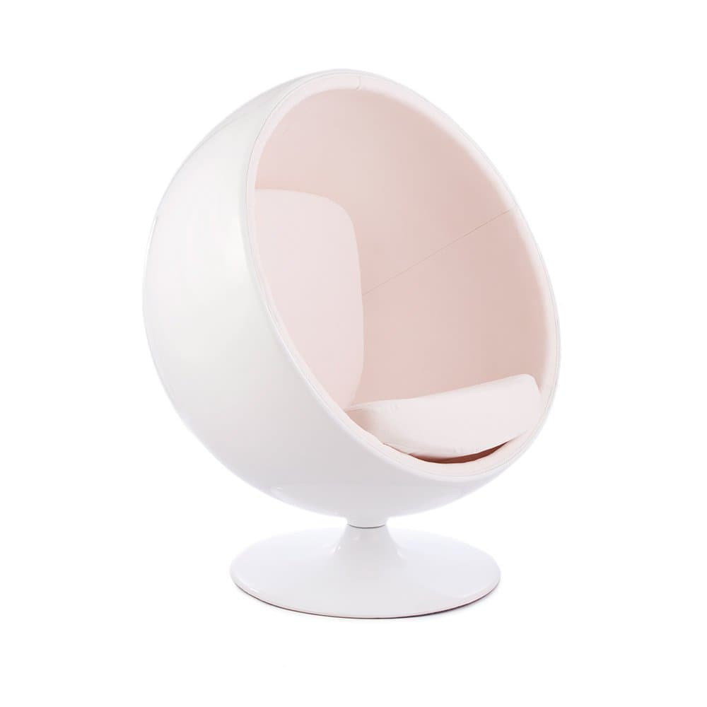 Ball Chair Replica Mid Century Modern Swiveling Lounge Reading Chair (White)