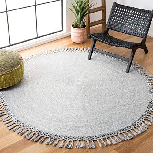 Safavieh Sahara Collection SAH490F Handmade Area Rug, 5' Round, Grey