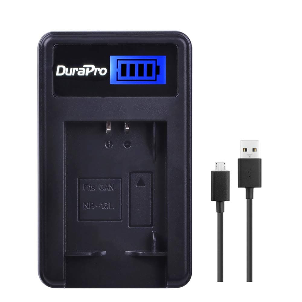 DuraPro Rapid LCD USB Battery Charger Replacement for Canon NB-13L Battery; Canon PowerShot G5 X G5X G7 X G7X G9 X G9X Digital Cameras
