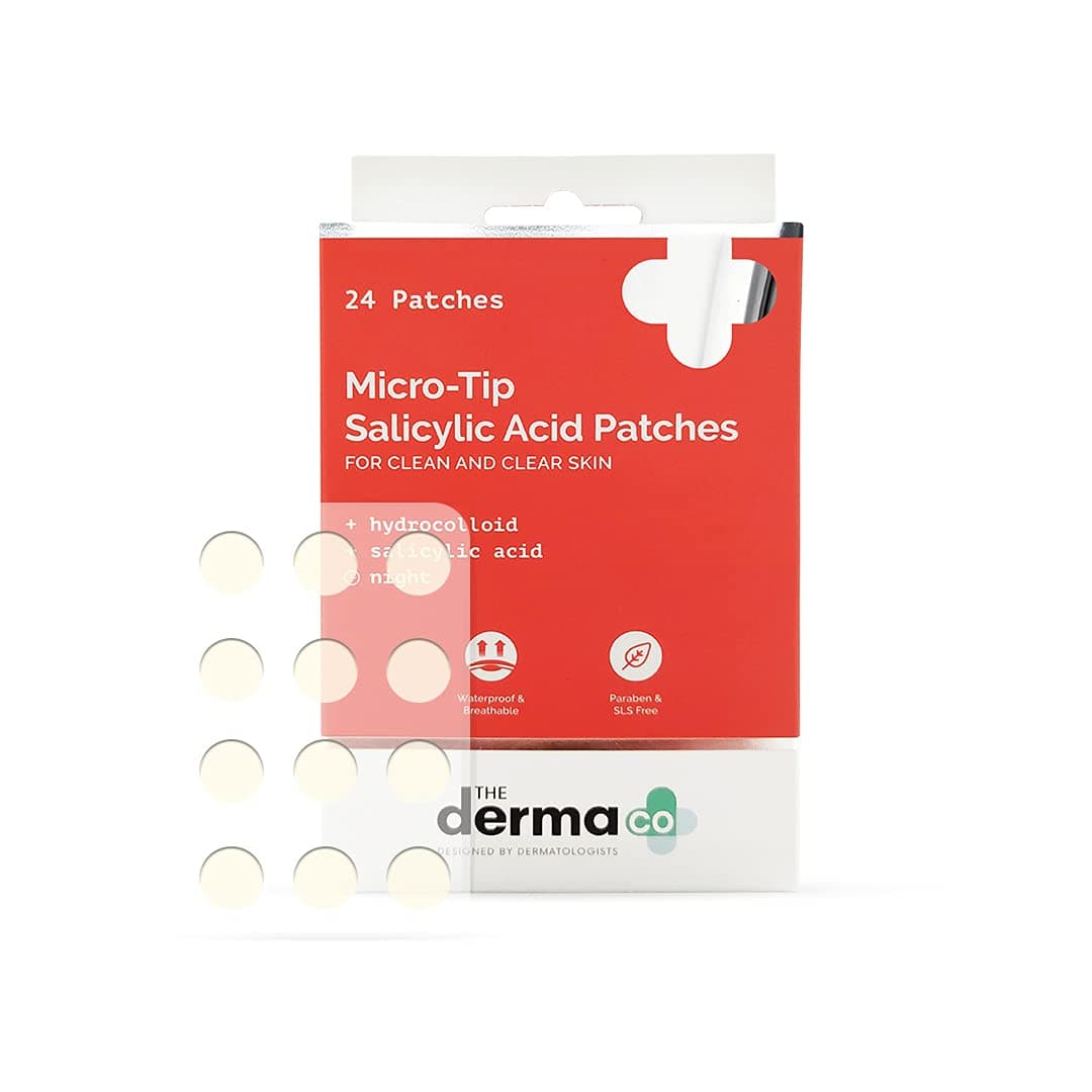 The Derma Co Micro-Tip Salicylic Acid Acne Pimple Patches with Hydrocolloid for Clean & Clear Skin | 24 Patches in 1 Pack