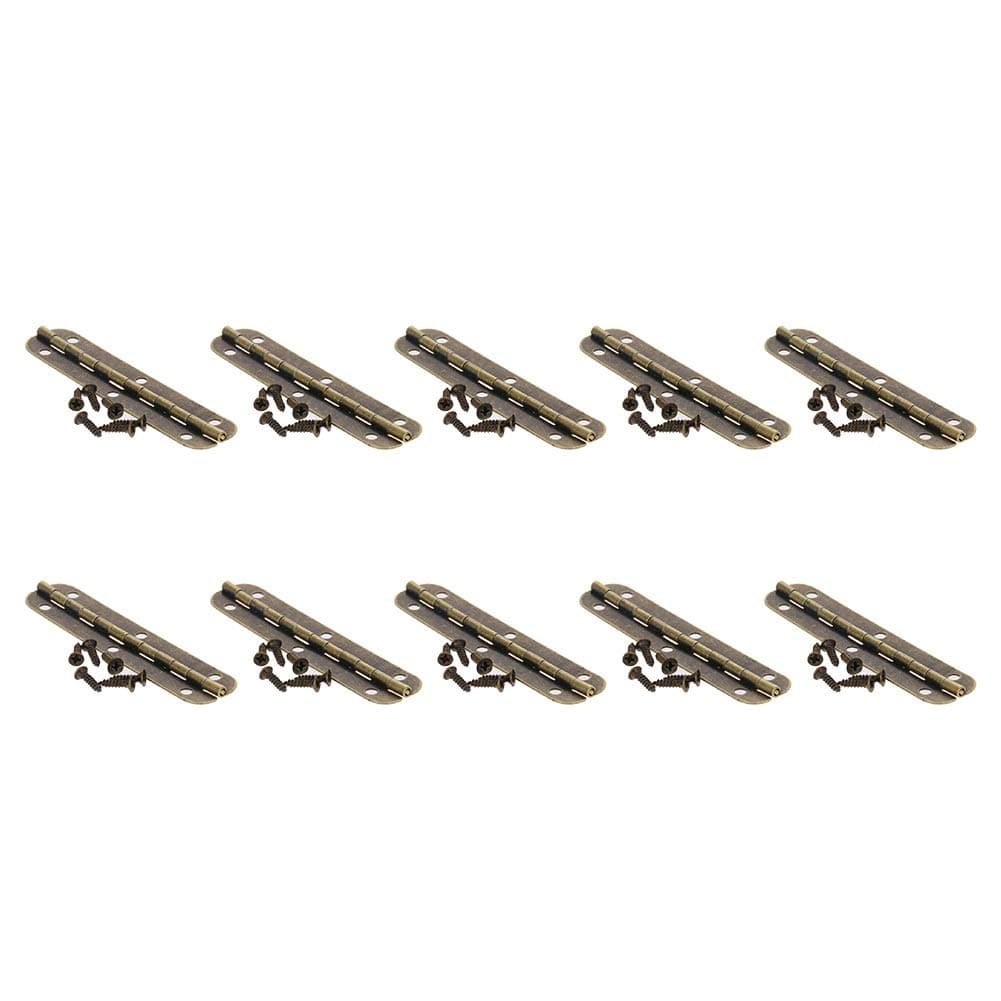 Yinpecly Antique Hinges 2.56 x 0.59inch (LxW) Metal Retro Mini Hinge for Box Cabinets DIY Projects Furniture Decorative Cabinet , Bronze Tone 10Pcs