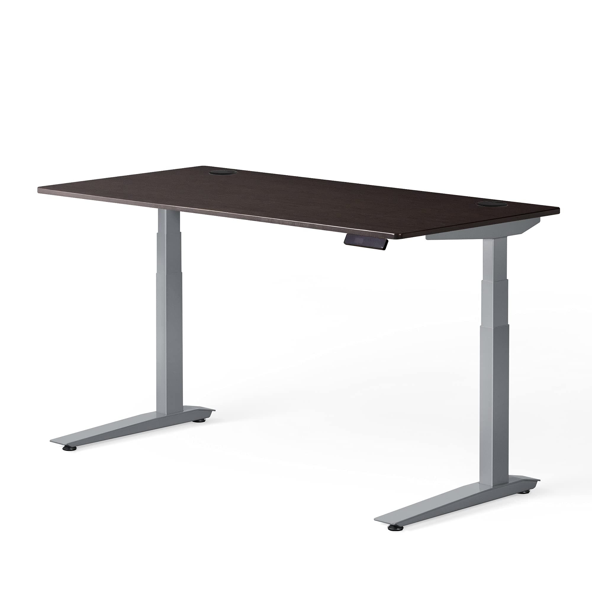 Fully Jarvis Standing Desk 48" x 27" Dark Bamboo Top - Electric Adjustable Desk Height from 22.9" to 42.9" with Memory Preset Controller (Rectangle, Silver Frame)