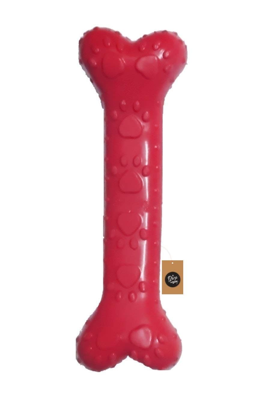 The Dogs Company Natural Rubber Dog Bone Chew Toy, Puppy Teething Toy, 6 Inches, Colour May Vary