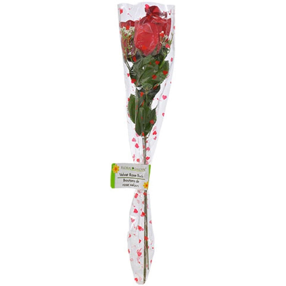 6pc Fake (Artificial) Flowers Set, Floral Garden 3-Stem Velvety Rose Buds, 19 in.