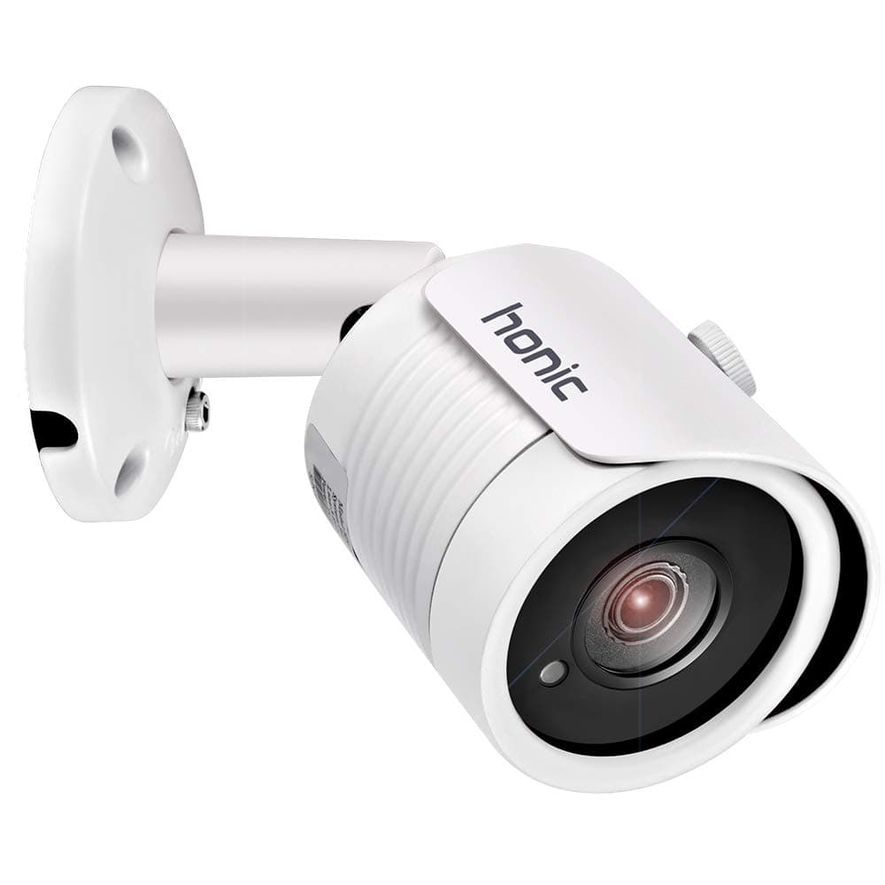 2MP Wide Angle (AHD TVI CVI 960H) Indoor Outdoor Bullet CCTV Camera, Honic 1080P Day Night Vision Security IR Analog Camera, Waterproof Full HD Cam for Home Video Surveillance (Metal, White)