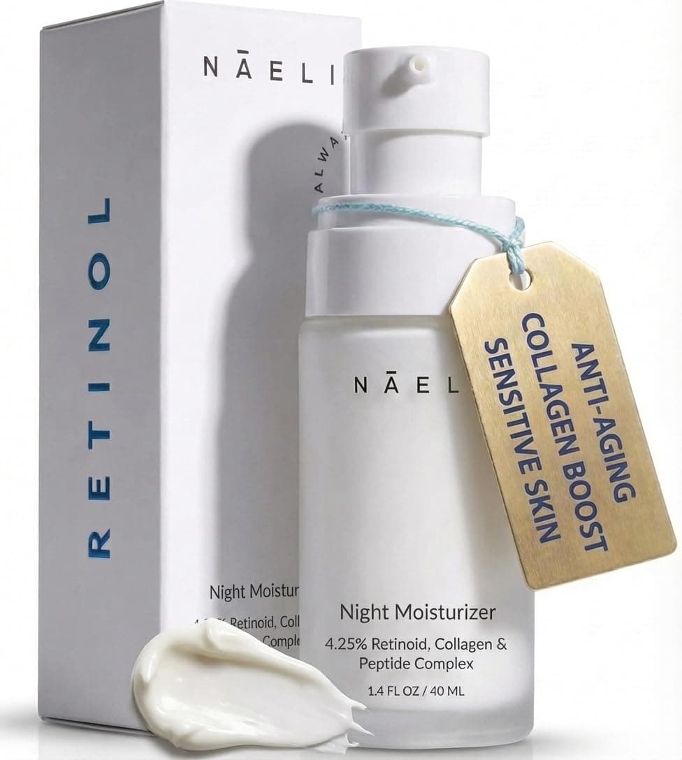 Retinol Night Moisturizer Cream for Face 2.5% with Collagen & Peptide Anti-Aging Complex for Wrinkles, Fine Lines & Skin Tone. Improves Skin Elasticity and Boosts Natural Collagen Production - 50ML