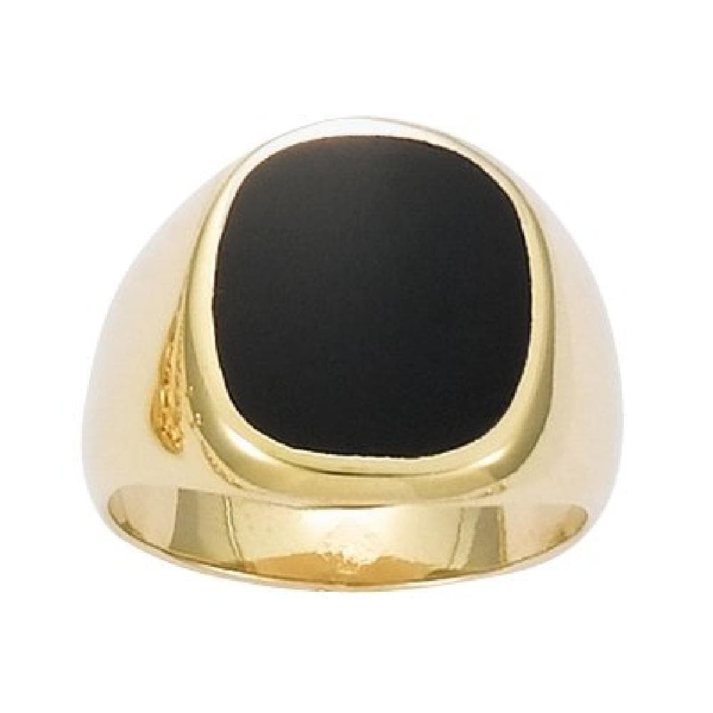 So Chic Jewels - 18k Gold Plated Black Onyx Signet Ring