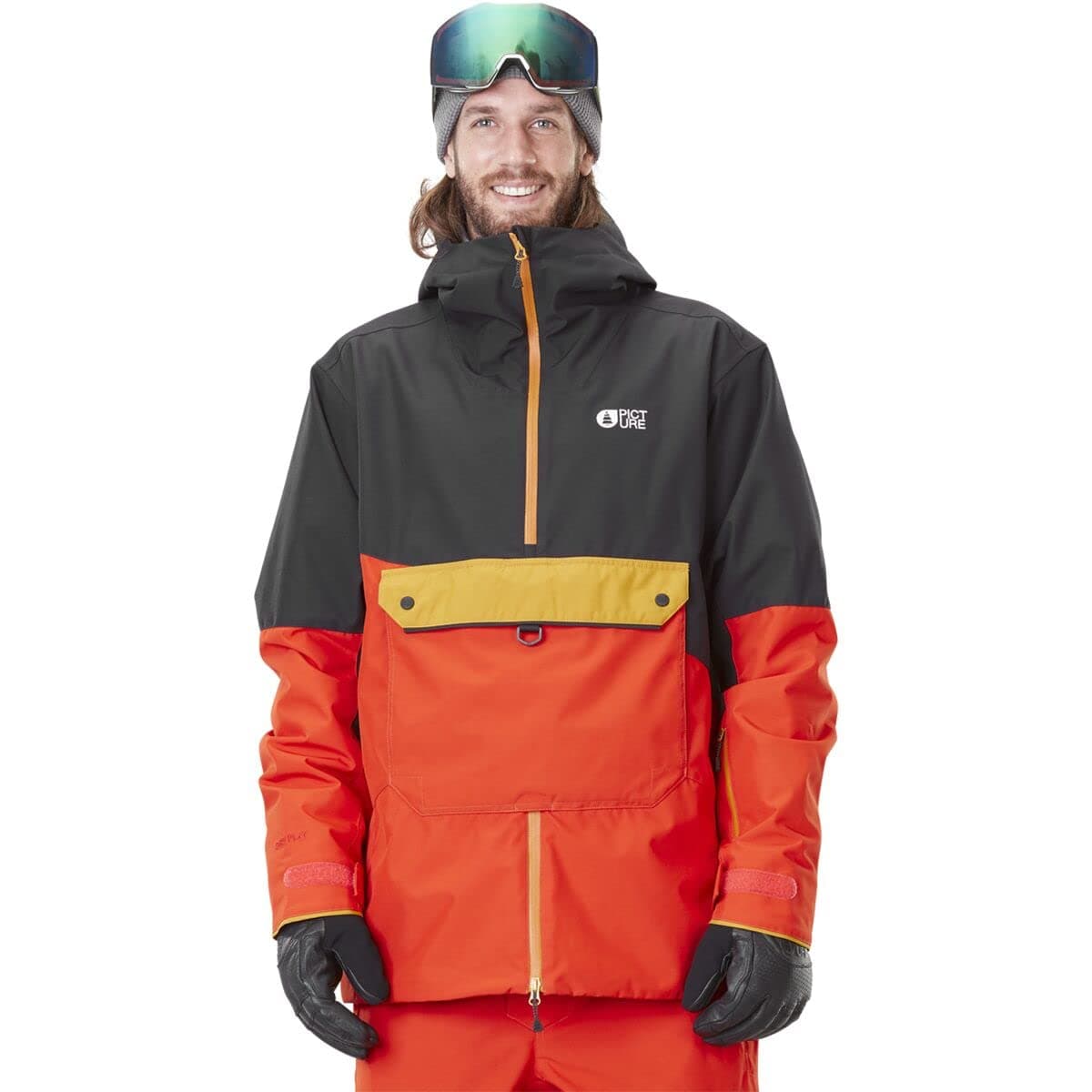 Picture Organic Trifid Jacket - Men's Black/Pumpkin Red, XL