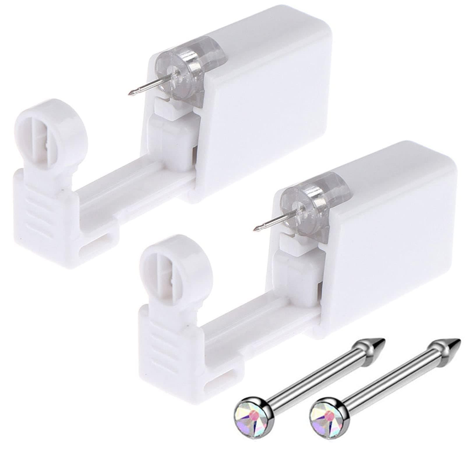 Nose Piercing Gun - 2 Pack Self Nose Piercing Kit Unit Disposable Nose Piercing Gun with Nose Stud Piercing Kit Tool for Cartilage Tragus Helix Piercing Gun Piercing Jewelry (Red)