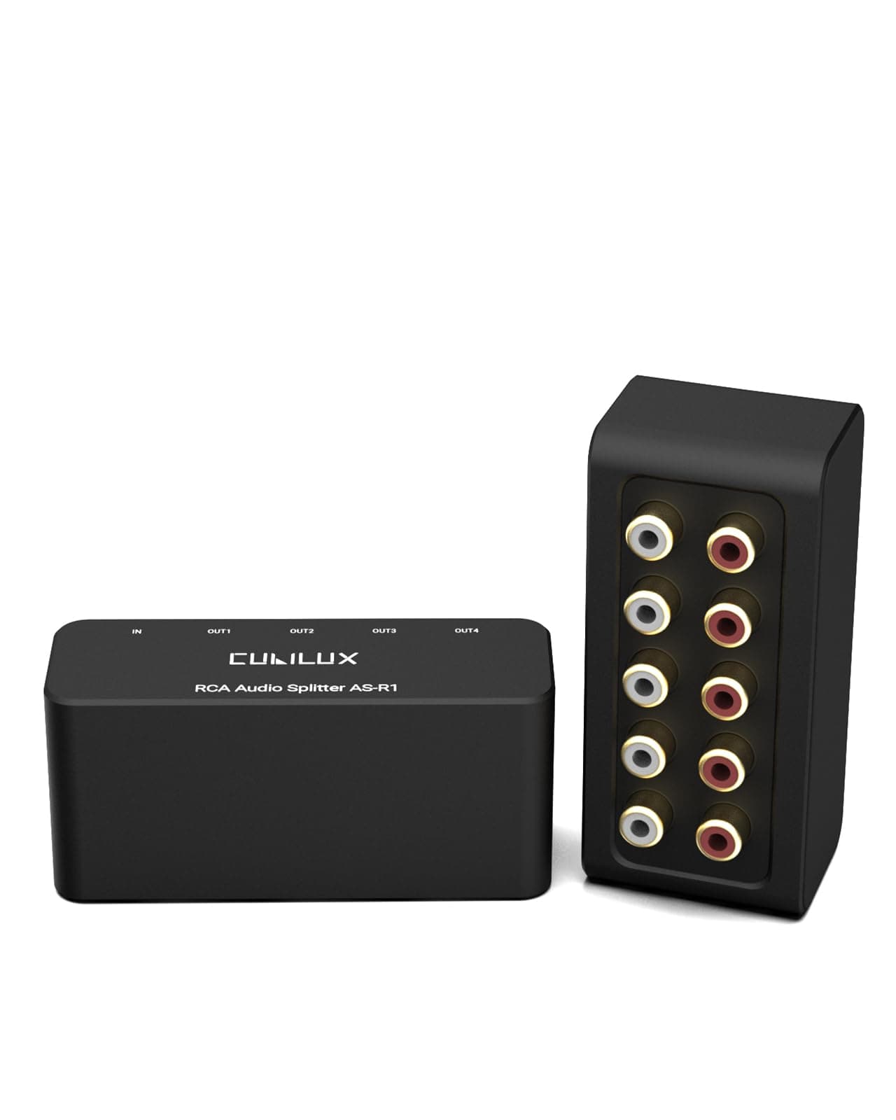 Cubilux AS-R1 4-Way RCA Audio Splitter Box, 4-Channel Stereo, Passive, Made With Aluminum Alloy (1 in 4 Out)