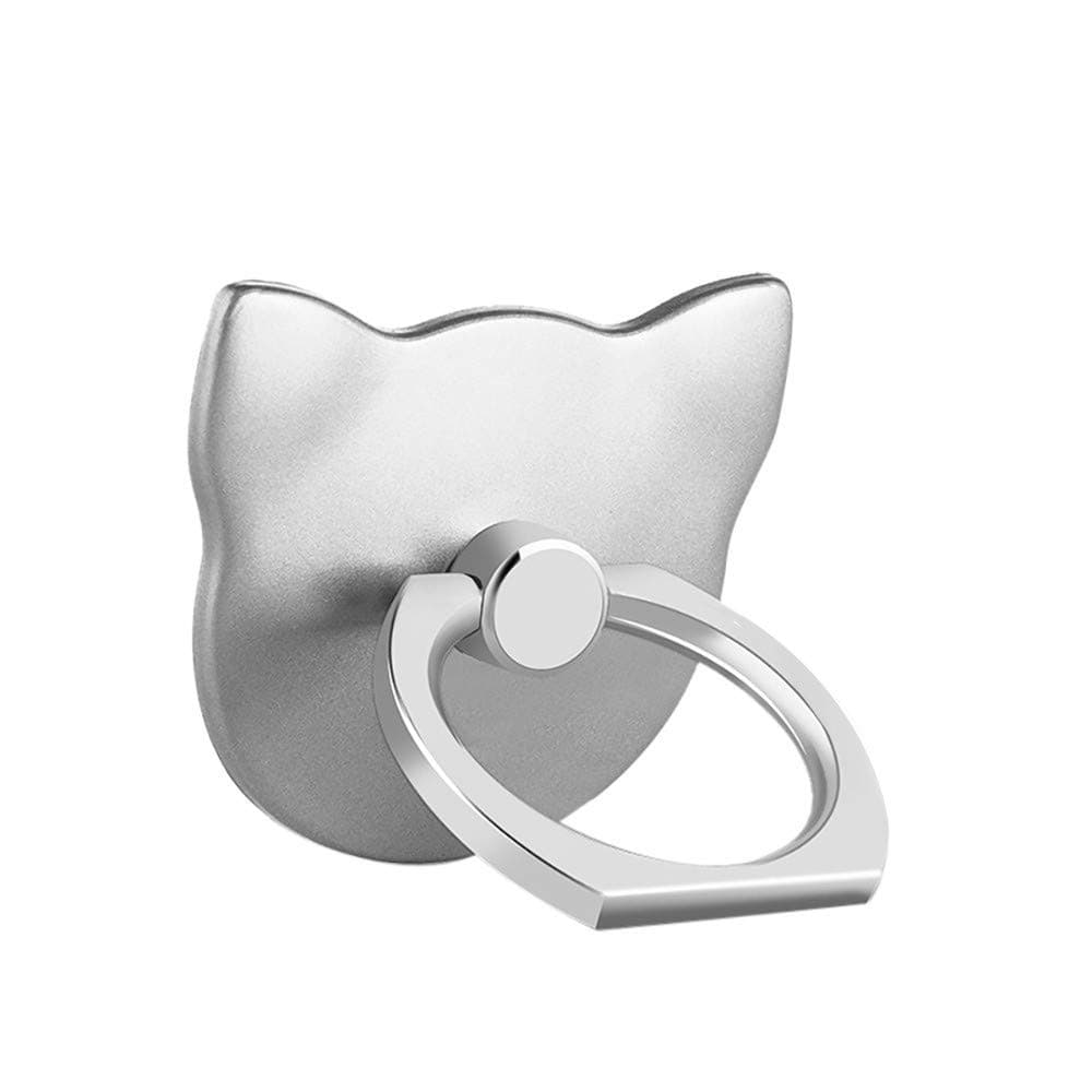 MuStone Phone Holder, Cell Phone Finger Ring Holder, Universal Smartphone Bracket Animal Cat Ring Grip Kickstand for iphone XS X 8 7 6 5, Samsung Galaxy S9 S8 S7 Note (Silver)