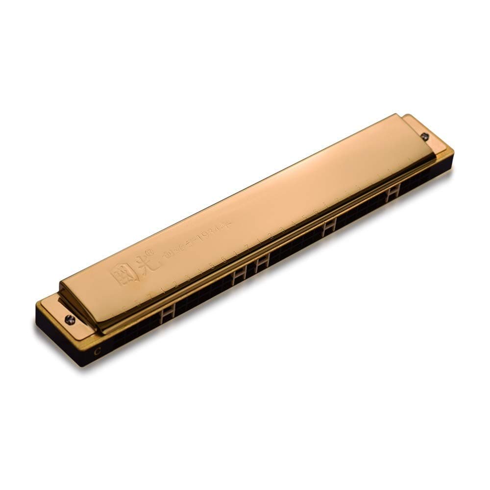 LIFANG 28 Hole Wide Range Harmonica Key of C Tremolo Harmonica Mouthorgan Professional Wind Instrument Black (Color : Gold)