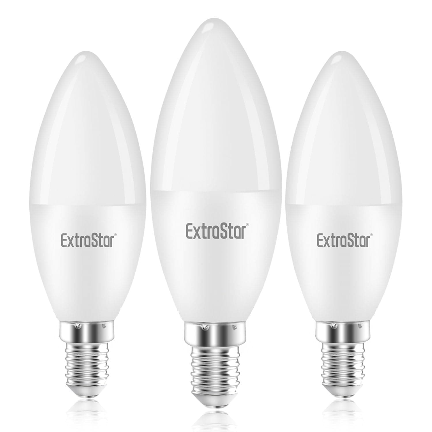 E14 LED Candle Light Bulbs, 6W SES Warm White 3000K Energy Saving Bulb, 42W Equivalent, Small Edison Screw C37 Light Bulb, 510LM, Non-Dimmable, Pack of 3