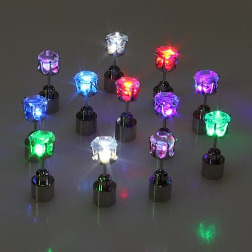 "BLUE" Pair Light Up Led Party Stud Earrings