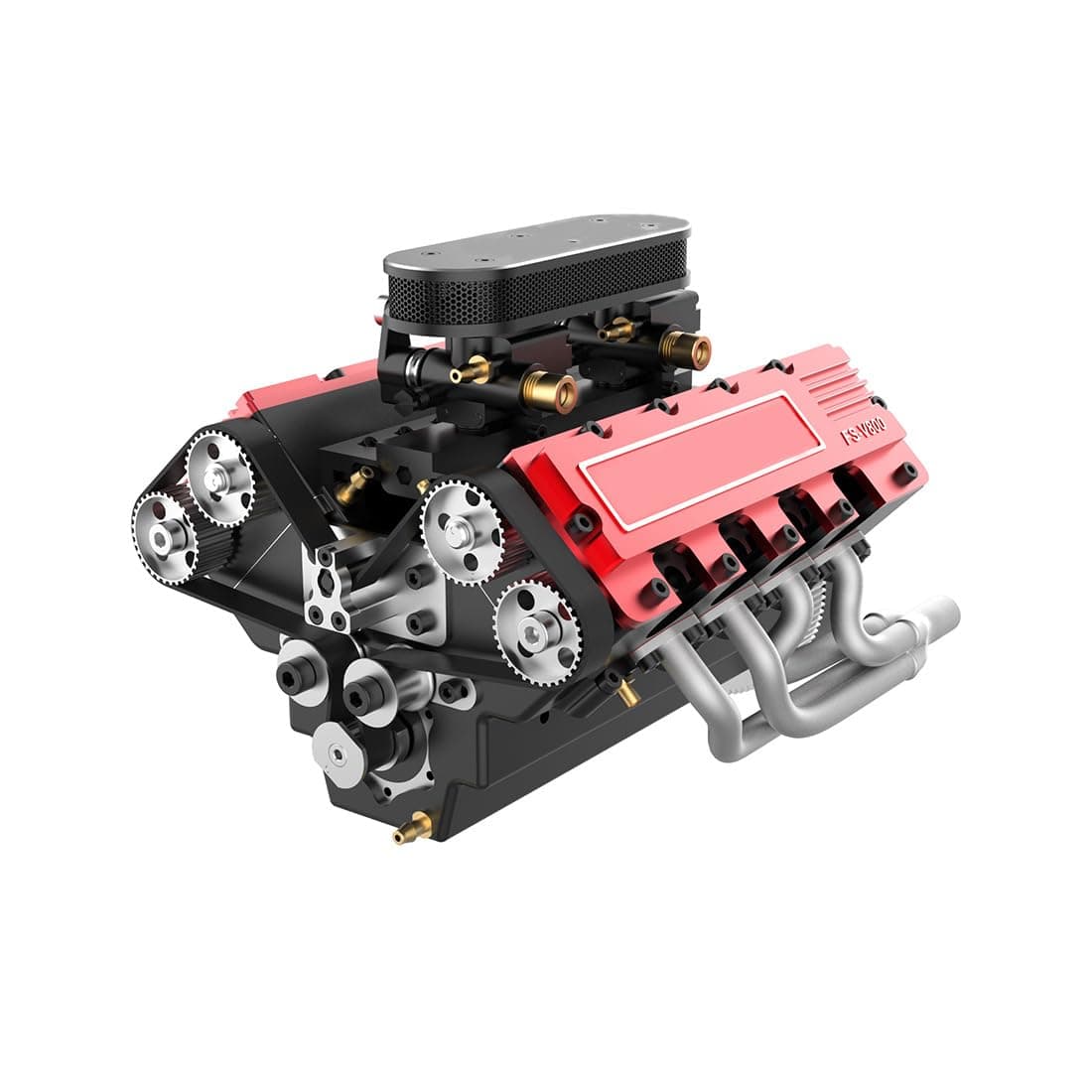 ERTY V8 Engine Model Kits that Works, TOYAN HOWIN FS-V800 1/10 4-Stroke Water-Cooled Nitro Engine Model for Adult Metal Mechanical Engine Physics Science Experiment Toy, 12.34 x 3.2 x 12.73cm