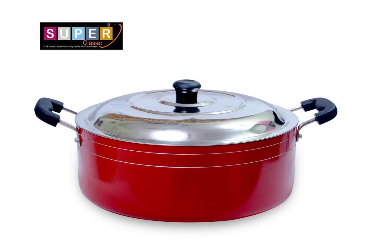 Super Classic 2.6mm Aluminium Non-Stick Coating Cassrole with Steel Lid, 20cm, 2.6 Liter, Red Color