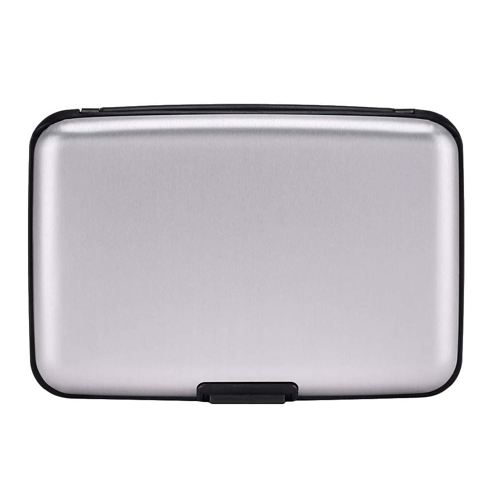 RFID Blocking Credit Card Protector Aluminum ID Case Hard Shell Business Card Holders Metal Wallet for Men or Women (silver)