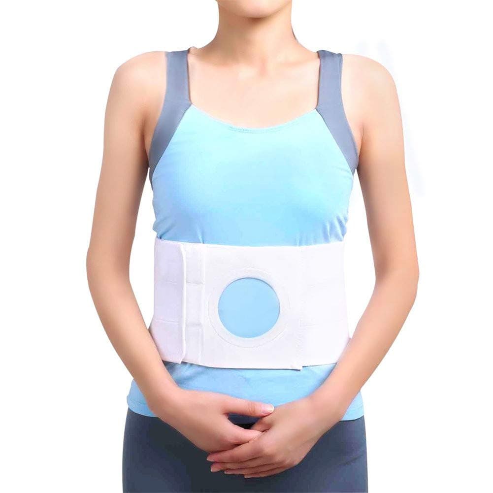 DYHQQ Unisex Ostomy Hernia Belt (Hole 3.14"), fit anyother Side, Stoma Support for Colostomy Patients to Wear on The Abdominal Stoma to Fix Bag Prevent Parastomal Hernia,S