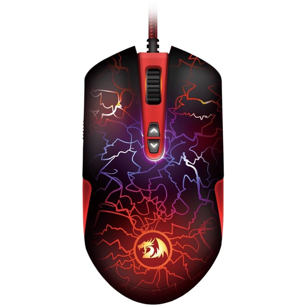 Redragon M701 Gaming Mouse Wired Lavawolf, 3500 DPI 7 Programmable Buttons & 5 Memory Profiles Ergonomic Mouse for Mac and Windows PC Gamers (Black)