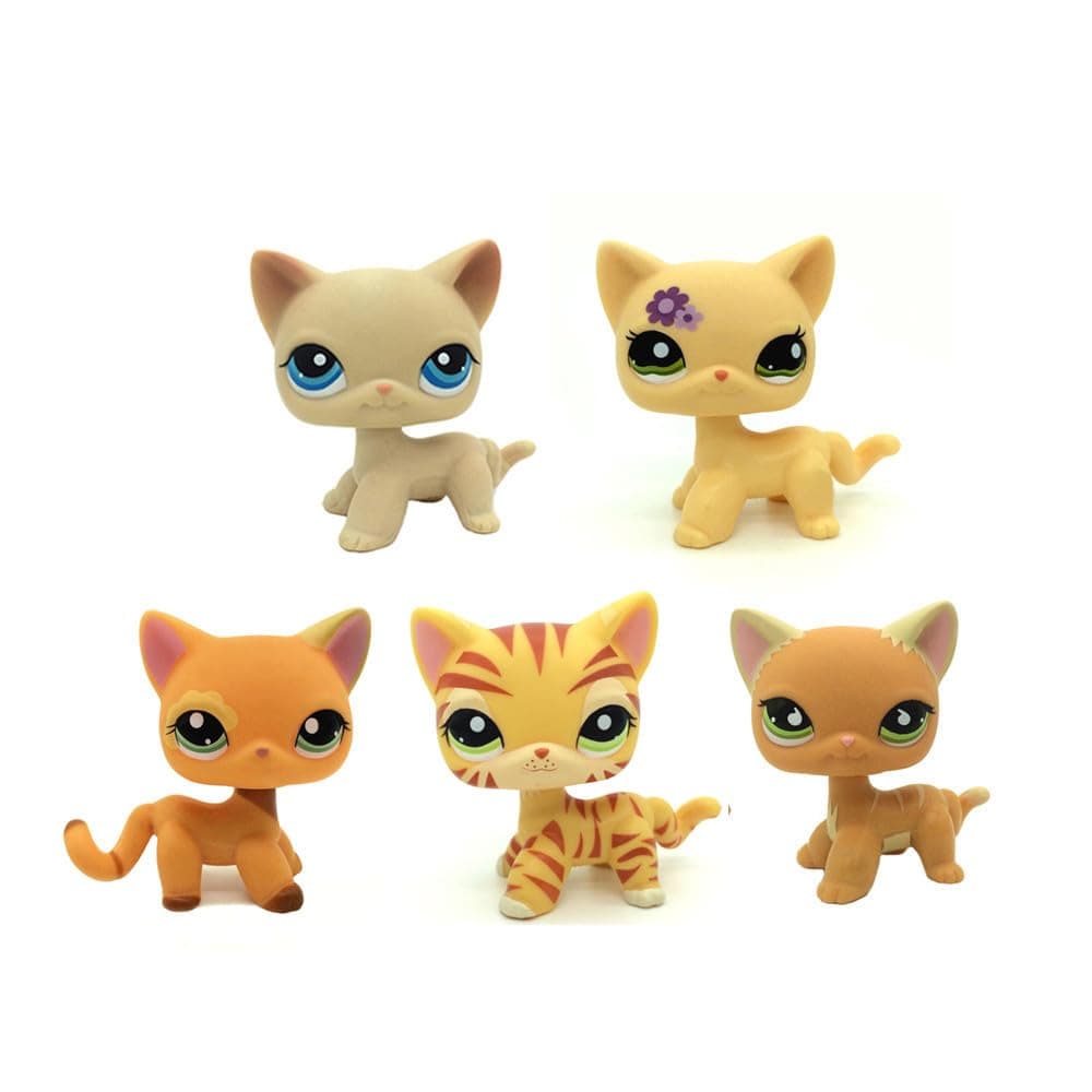 5pcs Mini Pet Kitty Cat #228#1962#1643#1451#525 Rare Short Hair Cat Action Figures Kids Boy Girl Toys