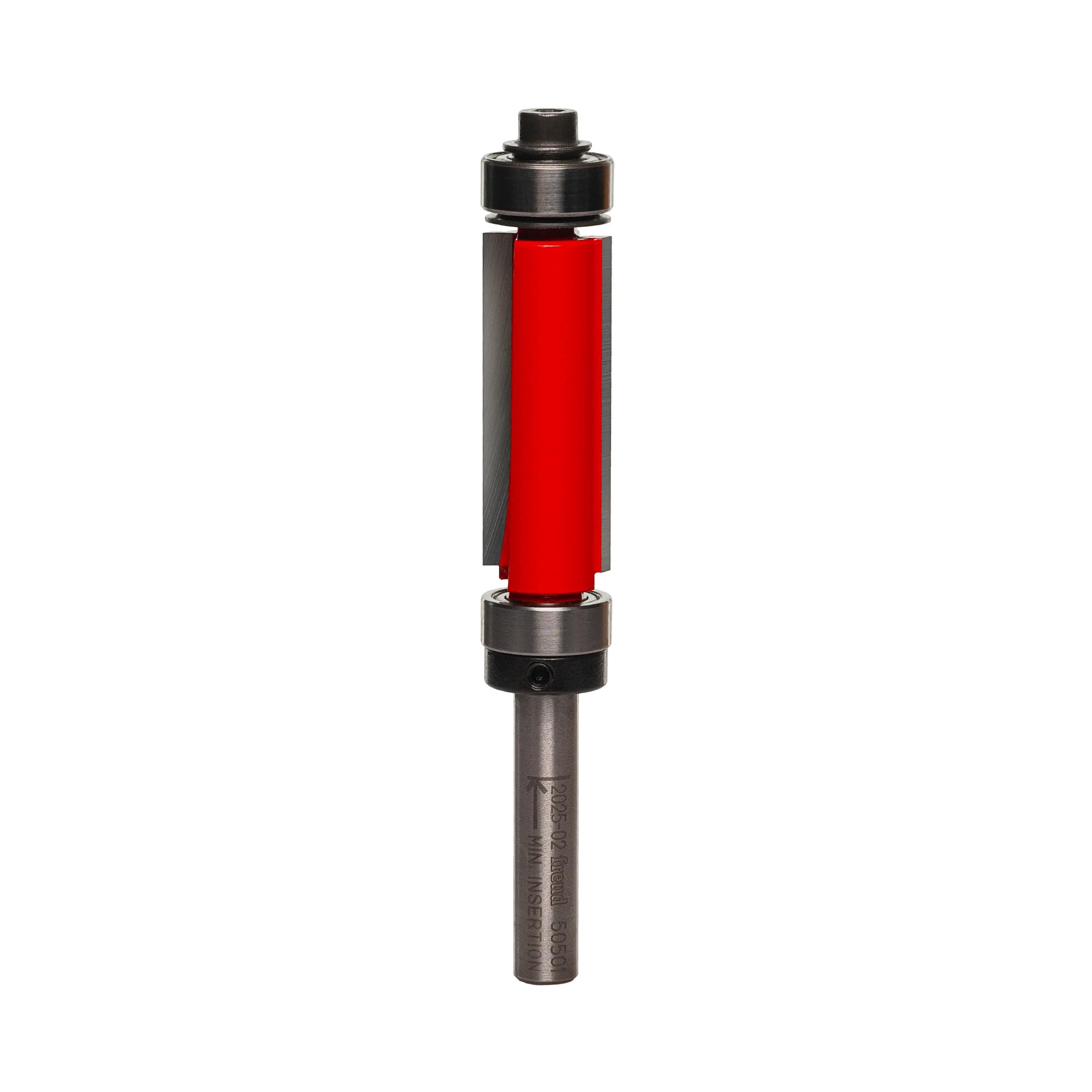 1/2" Top & Bottom Bearing Flush Trim Router Bit with Tico Hi-Density Carbide for Maximum Performance - Ideal for Template Work & Laminate Routing, 1/2" Diameter, 1/4" Shank, 2 Cutters - 50-501
