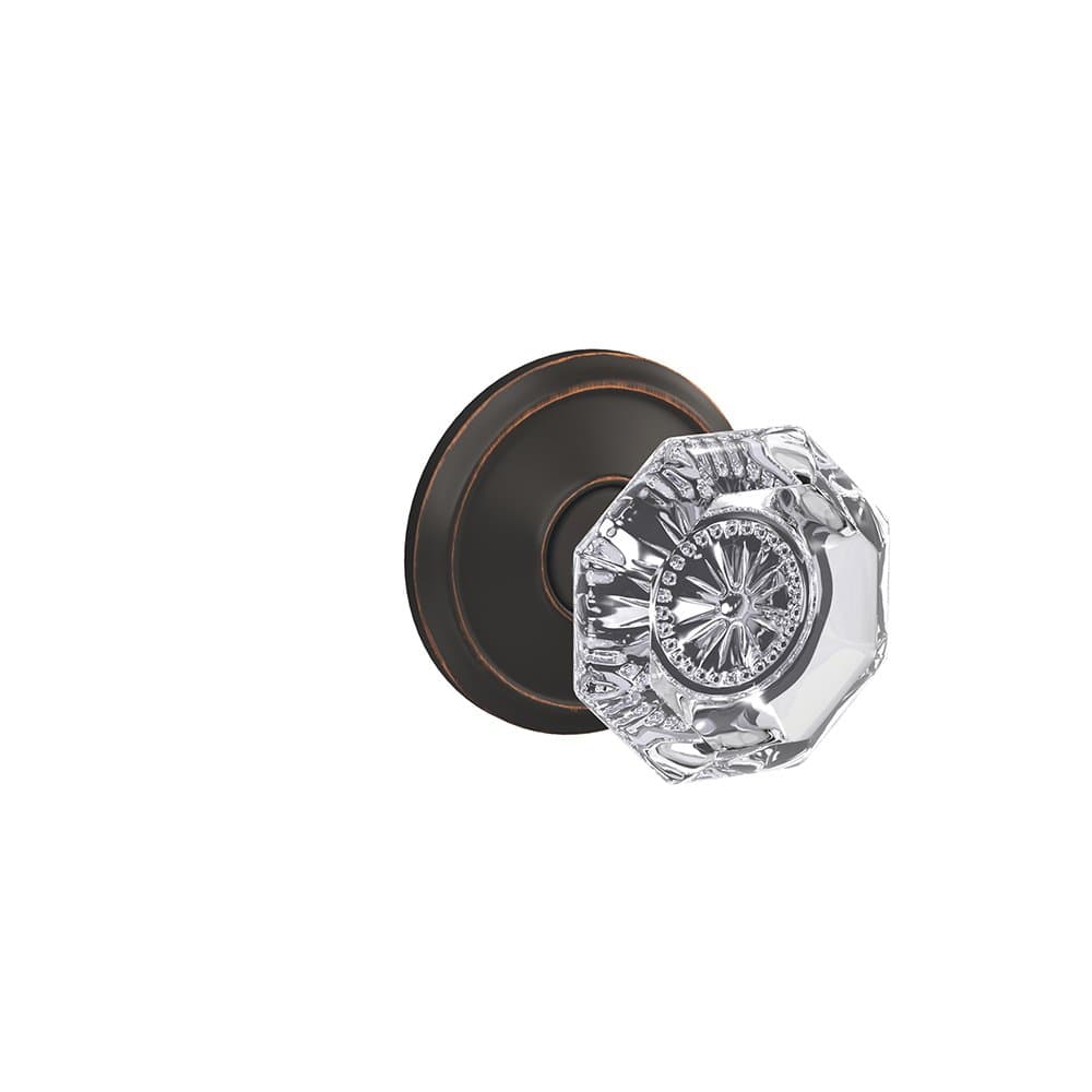 SCHLAGE FC21 ALX 716 ALD Custom Alexandria Glass Knob with Alden Trim Hall-Closet and Bed-Bath Lock in Aged Bronze