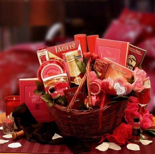 Heart To Heart Couples Romance Gift Basket Red
