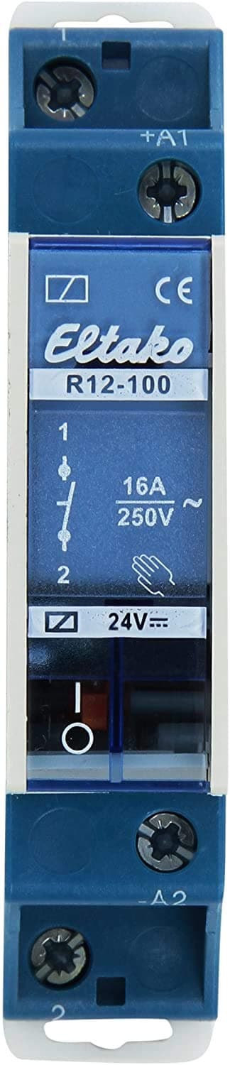 Eltako24V DC 16A 1N/O Relay, Manual Operation, DIN Rail Mount