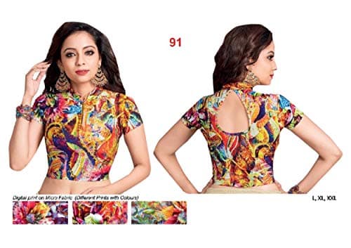 Multi Printed Designer Lycra Crop Top Women Choli Blouse Stretchable Party Formal Plus Size L XL XXL