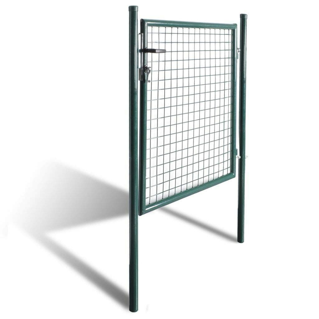 Garden Single Door Metal Patio Gate Stable Durable Fence Gate Terrace Entrance Fencing Door Powder-Coated Steel 39.4"x59"