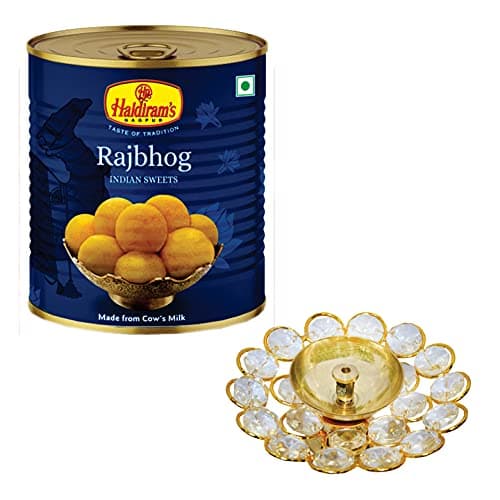 Haldiram's Nagpur Rajbhog 1kg with Large Diya + Free Diwali Greeting