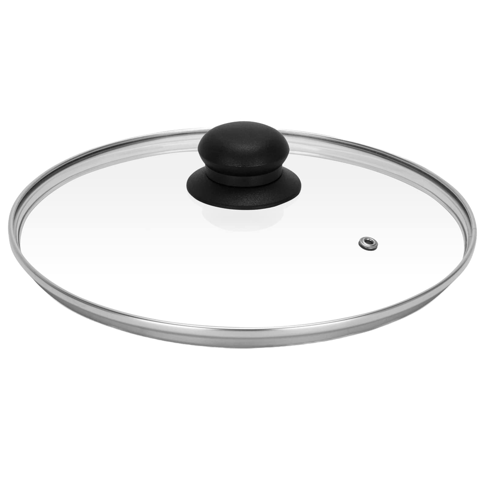 Royalford24 CM Tempered Glass Lid With Bakelite Knob- RF11725 3.8 MM Thickness, Transparent Equipped With Steam Release Vent Dishwasher Safe