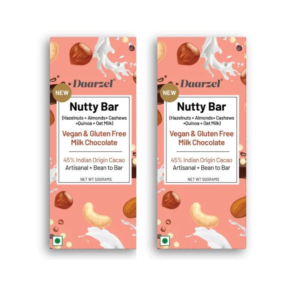 Daarzel Vegan Milk chocolate 45% Vegan & Gulten Free Nutty Bar 50GM|