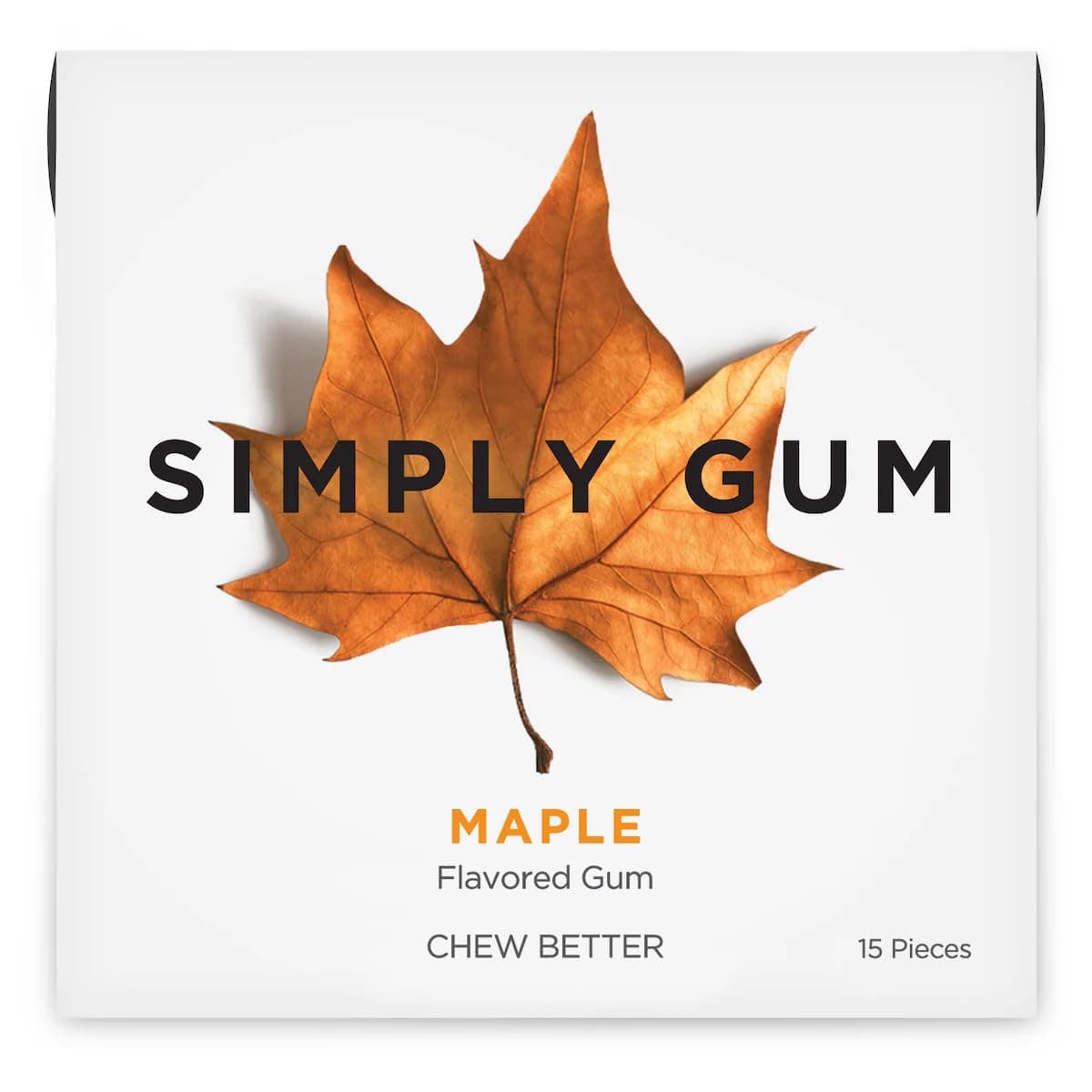 Simply Gum | Maple | Pack of Six (90 Pieces Total) | Synthetic Free + Aspartame Free + non GMO