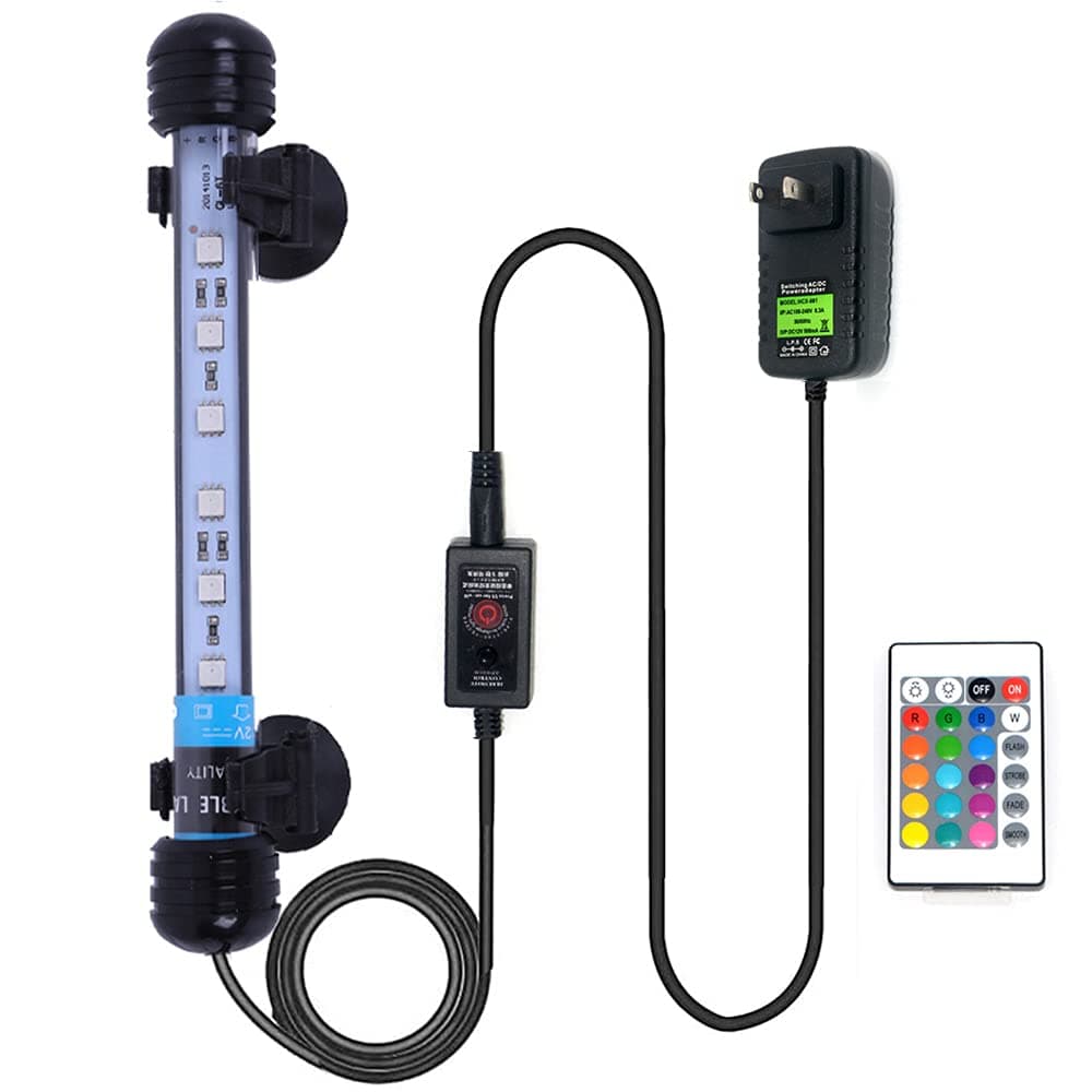 MLJ LED Aquarium Light, 7-44 Inch Waterproof Fish Light White with Blue, RGB Underwater Lamp Submersible LED Light for Fish Tank