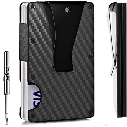 Minimalist Carbon Fiber Wallet - Metal Wallet for Mens - Credit Card Holder - RFID Blocking Front Pocket Wallet - Money Clip - Small Cards Holder - Slim Aluminum Wallet - Business Gift - Wallets for Men