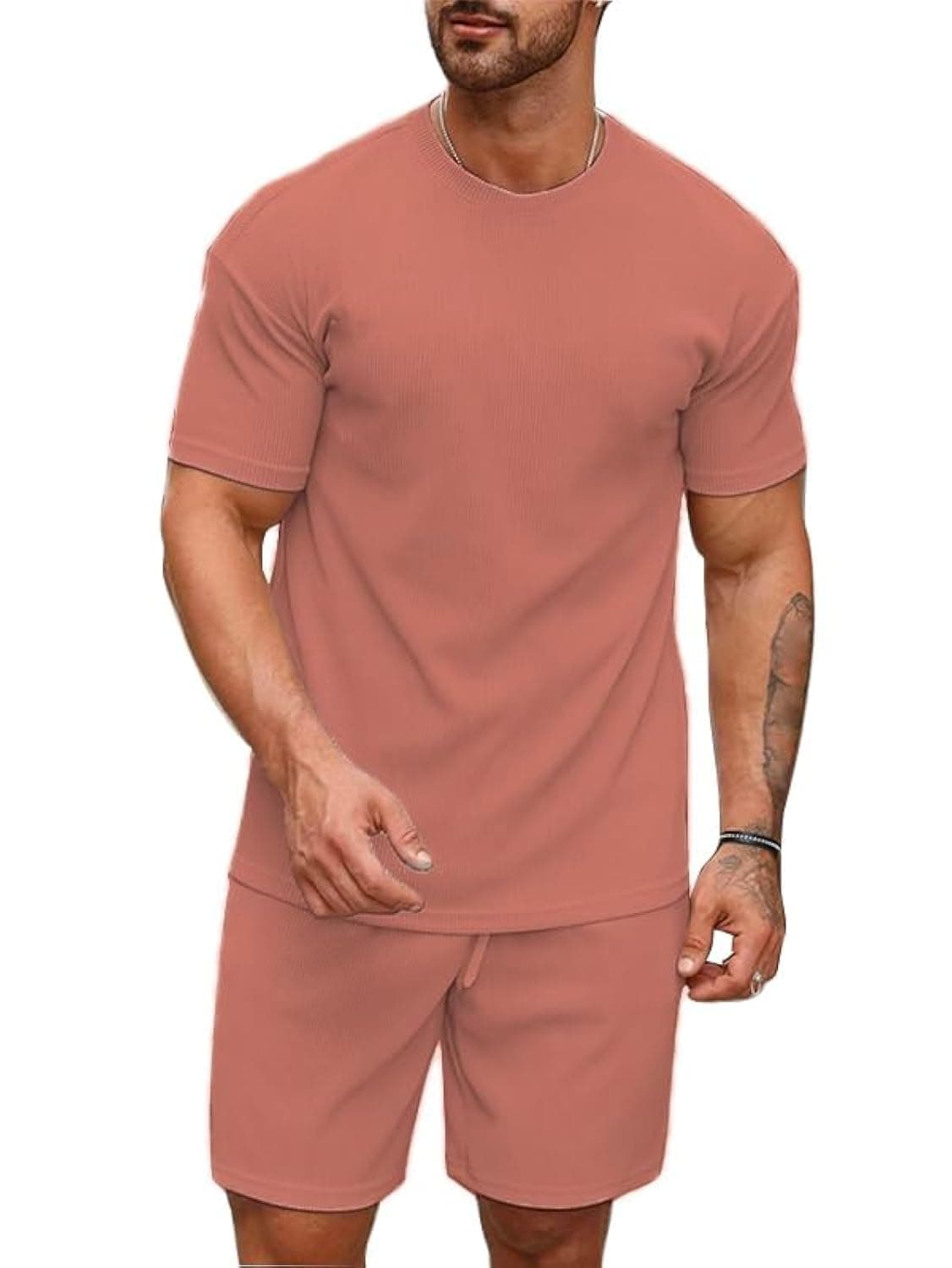 SMOWKLY Men's Pyjama Set - T-Shirt and Shorts Night Wear - Night Suit for Men
