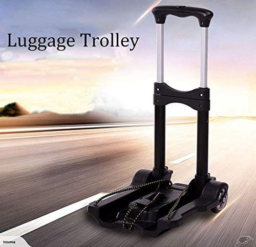 Prakal Lightweight Folding Hand Truck Portable 2 Wheels Luggage Trolley Cart with Bungee Cord for Personal, Moving, Travel and Shopping Use - Support 80lbs Capacity