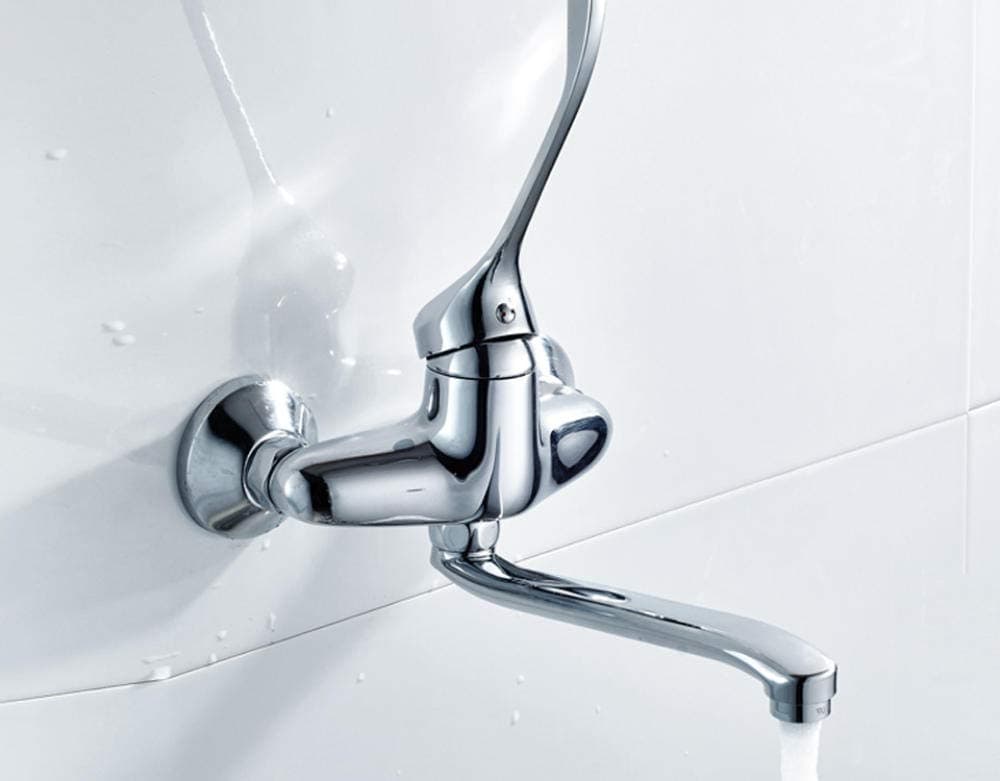 Retro Rotatable Copper Hot And Cold Kitchen Sink Faucet Kitchen Faucet Brass Medical Basin Faucet Elbow Open Elbow Movement Copper Operating Room Long Handle Faucet 4 Points Wash Basin Faucet