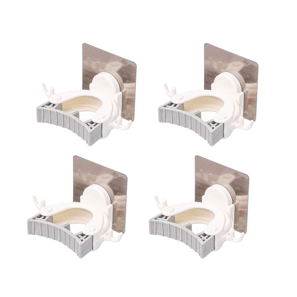 Mop and Broom Holder Wall Mount Self Adhesive for Your Home & Kitchen Organization and Storage (4 Pack)