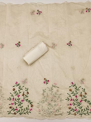 Pandadi Saree Women's Heavy Chanderi Embroidery Work Fancy Unstitched Salwar Suit Dress Material